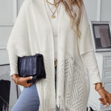 Openwork Fringe Knit Cape