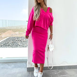 Off-Shoulder Knit Skirt Set