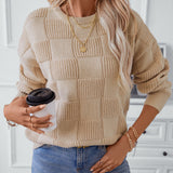 Basketweave Texture Crewneck Sweater
