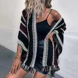 Boho Stripe Fringed Shawl