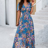 Floral Print Empire Waist Midi Dress