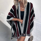 Boho Stripe Fringed Shawl