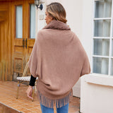 Faux Fur Trimmed Knit Cape