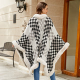 Checkerboard Faux Fur Cape