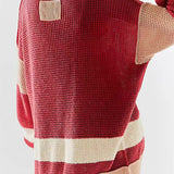Colorblock Deep V-Neck Knit Cardigan