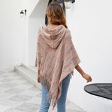 Striped Hooded Knit Wrap