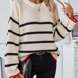 Contrast Trim Striped Knit