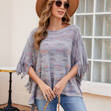 Fringed Mélange Knit Wrap