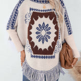 Vintage Jacquard Fringe Cape