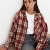 Rust Red Plaid Casual Shirt