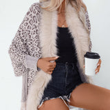 Leopard Fringe Faux Fur Cape