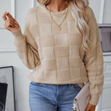 Basketweave Texture Crewneck Sweater