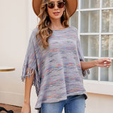 Fringed Mélange Knit Wrap