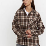 Vintage Plaid Button-Up Shirt Jacket
