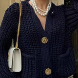 Single breasted coarse knitted jacket