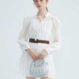 V-Neck Lace Up Long Sleeved Dress