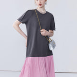 Splicing Straight Tube Long Skirt