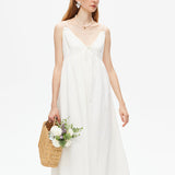 White V-neck Spaghetti Strap Dress