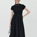 Half High Collar Patchwork Dress