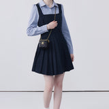 Striped Lapel Patchwork Dress