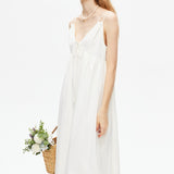 White V-neck Spaghetti Strap Dress
