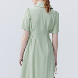 Collar Breasted Waist Cinching Dress