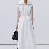 White Navy Collar A-Line Dress
