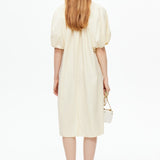 Lace Up Bubble Sleeve Dress