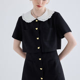 Heart Shaped Button Short Sleeved Dress