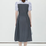 Collar Striped High Waisted Dress