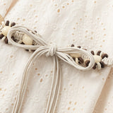 Lace Up Hollow Jacquard Dress