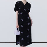 V-Neck Bubble Sleeve Dress