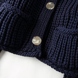 Single breasted coarse knitted jacket