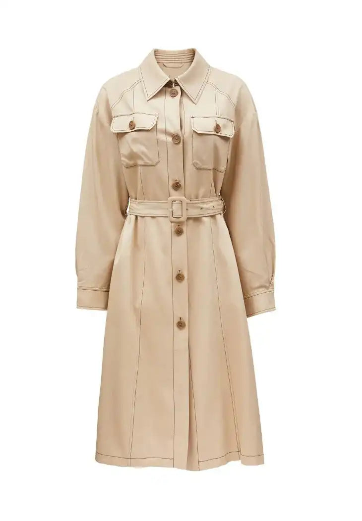 Loose Collar Split Trench Coat - BOOGOO
