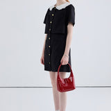 Heart Shaped Button Short Sleeved Dress