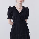 V-Neck Lace Up Dress