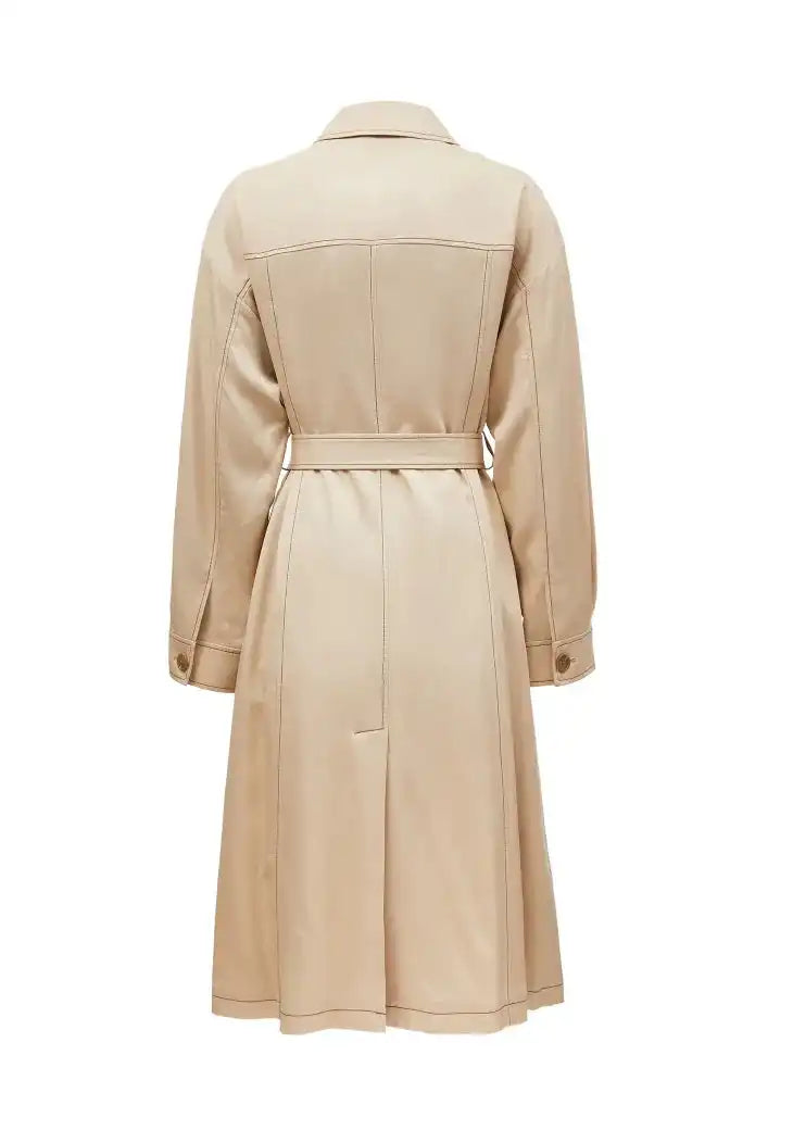 Loose Collar Split Trench Coat - BOOGOO