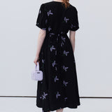 V-Neck Bubble Sleeve Dress