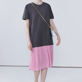 Splicing Straight Tube Long Skirt