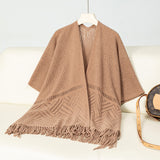 Openwork Fringe Knit Cape