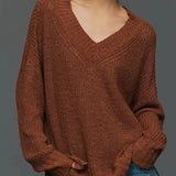 Slouchy V-Neck Knit Sweater