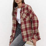 Rust Red Plaid Casual Shirt