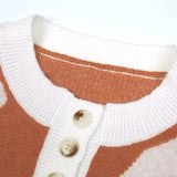 Abstract Buttoned Jacquard Sweater