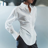 Ruched Waist Tailored White Shirt