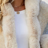 Faux Fur Knit Fringe Cape
