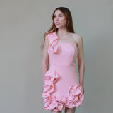 Ruffled Bloom One-Shoulder Mini Dress