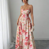 Floral Print Sweetheart Maxi Dress