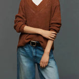 Slouchy V-Neck Knit Sweater