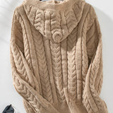 Chunky Cable-Knit Hooded Sweater