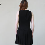 Pleated Waist Sleeveless Mini Dress